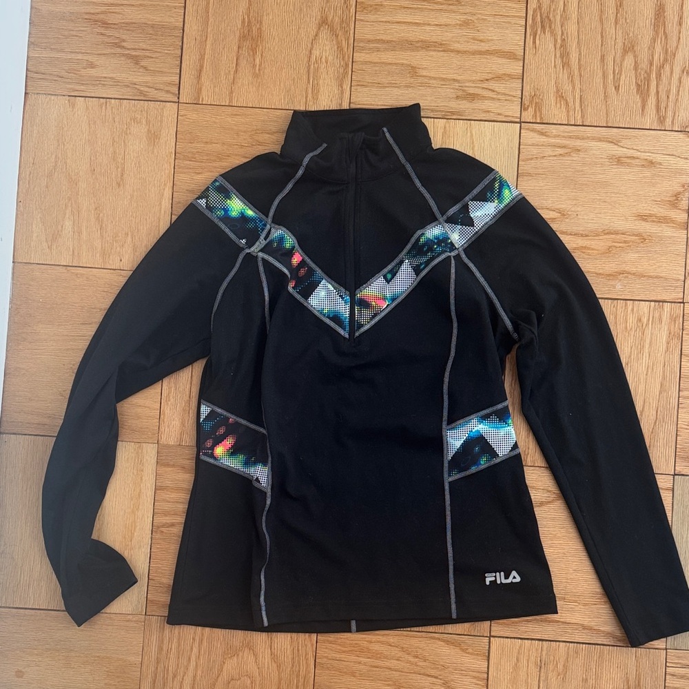 Fila Women's Black Jacket with Vibrant Accents